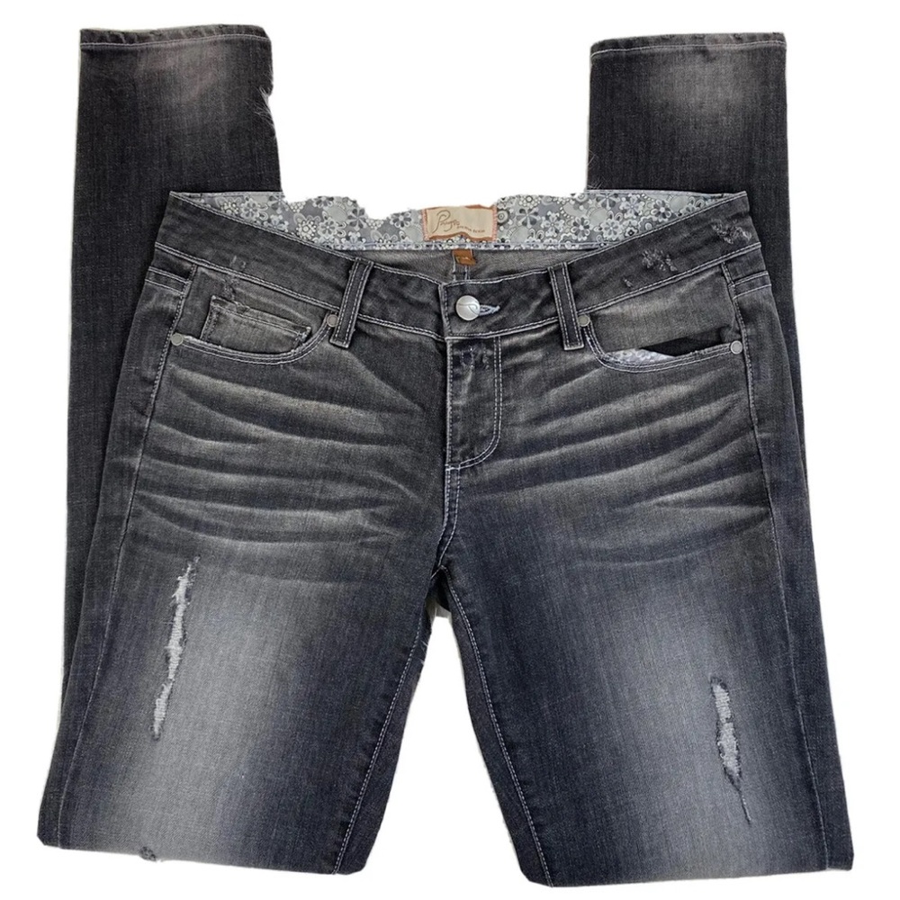 Paige Jeans Size 28 Gray Distressed Skinny Jeans 31x31 - Picture 2 of 7